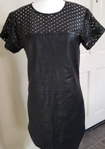 Black Lamb Skin Short Sleeve Dress Size 8 NWoT